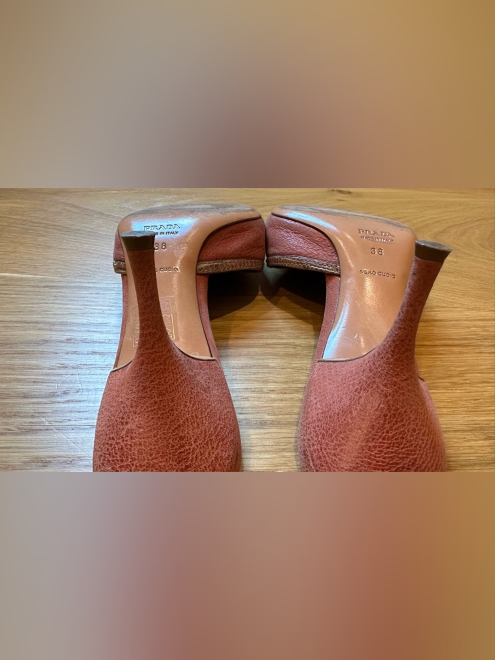 🤎 Vintage PRADA leather pointed-toe Slide Kitten Heels 🤎 - Picture 5 of 6